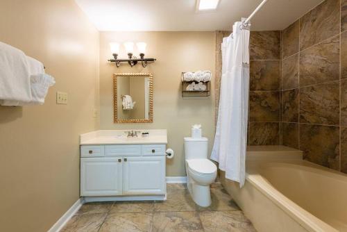 新奥尔良St. Philip Manor French Quarter的浴室配有卫生间、浴缸和水槽。
