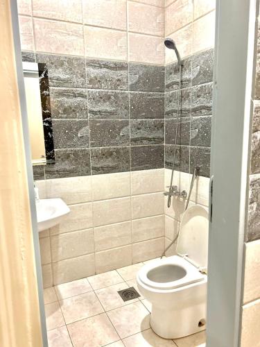 利雅德شاليه مثوى الصباريات的一间带卫生间和水槽的浴室