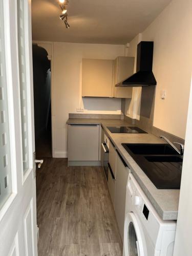 朴次茅斯Southsea HomeStays - Three Bedroom Home, Sleeps 8 - with Garden & Hot Tub的一个带水槽和洗碗机的厨房