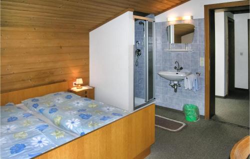 大格洛克纳山道旁富施4 Bedroom Nice Apartment In Fusch-glocknerstrasse的一间带床和水槽的小卧室
