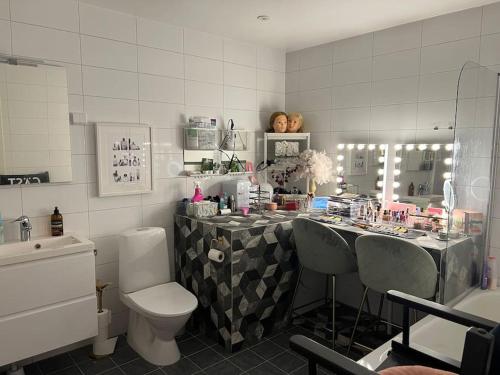斯德哥尔摩Designer Home的浴室设有1个带卫生间和水槽的台面