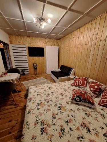 斯伽尔达Ziedu aleja的一间卧室配有一张床和一张沙发