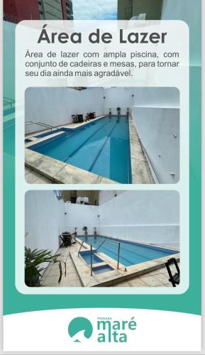 马塞约Pousada Maré Alta的游泳池两张照片的拼合