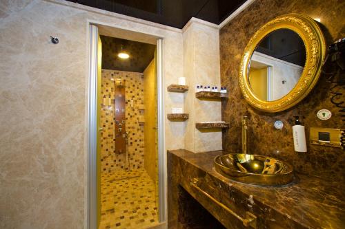 伊斯坦布尔The Hera Platinum Hotel的一间带水槽和淋浴的浴室