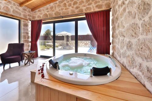 卡斯Villa Beylerbeyi 1的客厅设有按摩浴缸