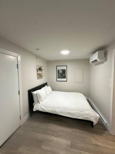 哈利法克斯Quaint Queen Suite Central HFX的卧室配有一张白色大床