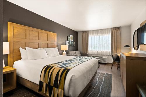 雷丁雷丁牛津套房酒店的酒店客房设有一张大床和一台电视。