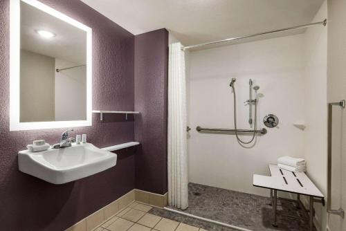 圣安东尼奥圣安东尼奥拉克兰拉昆塔酒店的一间带水槽和淋浴的浴室