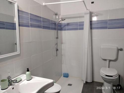 A casa di Pietro的浴室配有卫生间、盥洗盆和淋浴。