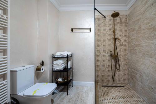 克拉约瓦Apartament Boem în Inima Oraşului Craiova的带淋浴和白色卫生间的浴室