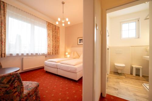 塞博登Pension & Apartments Ertl的一间酒店客房 - 带一张床和一间浴室