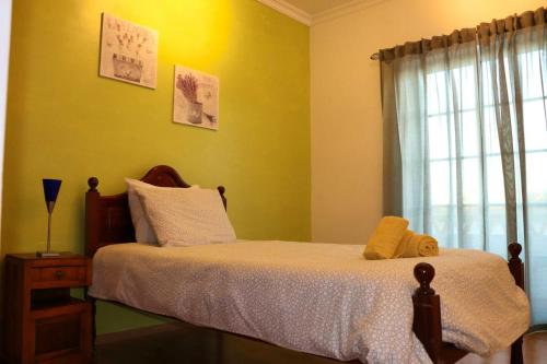 格兰杜拉3 bedrooms property with wifi at Grandola的一间卧室设有一张床和一个窗口