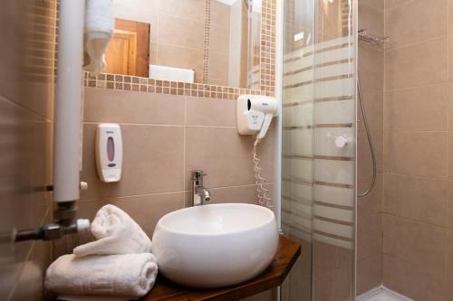 锡纳亚里维埃拉酒店的一间带水槽和淋浴的浴室