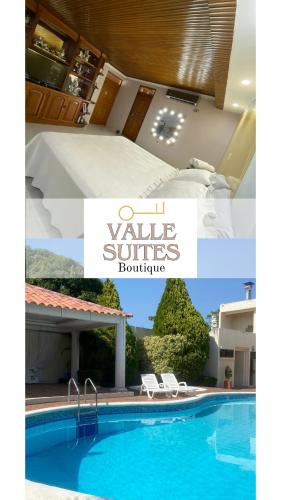 巴耶杜帕尔Valle Suites Boutique的游泳池照片和别墅公寓手册的拼合