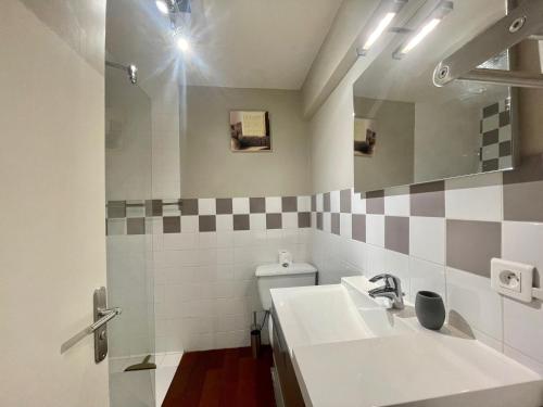 戛纳佩品尼尔公寓的一间带水槽和卫生间的浴室