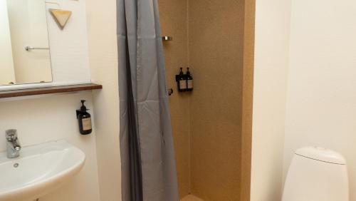 莱姆斯麦德花园酒店的带淋浴和盥洗盆的浴室
