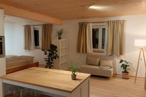 UnterthingauFerienwohnung Stern的客厅配有沙发和桌子
