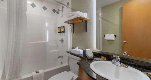 维勒蒙特贝斯特韦斯特普拉斯维蒙套房酒店的一间带水槽、卫生间和淋浴的浴室