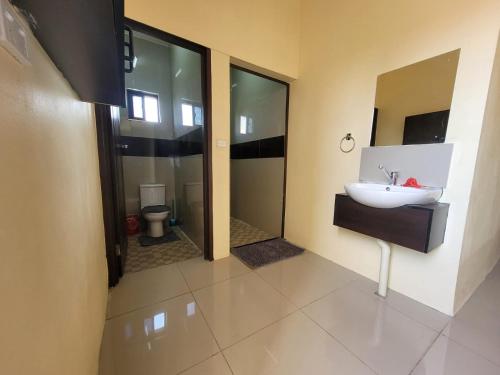 南迪Singhs elite apartment的一间带水槽和卫生间的浴室