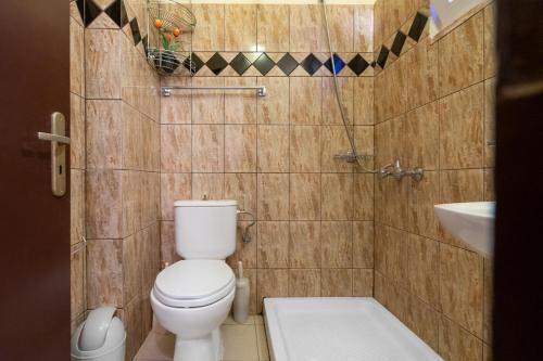 法里拉基COLONIAL FAMILY apartment #4 ground floor的一间带卫生间和水槽的小浴室