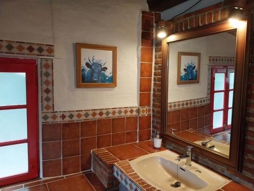 科迪加纳富希奥德米洛斯乡村民宿的一间带水槽和镜子的浴室