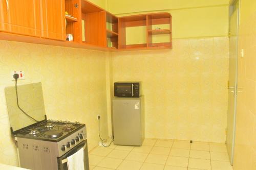 ChukaThe O,S Homestay的厨房配有炉灶和冰箱。