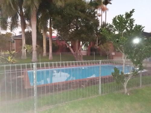 圣卢西亚El Seuno de África -The dream of Africa的棕榈树游泳池周围的围栏