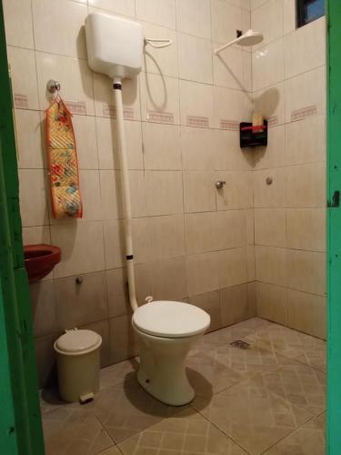 波多韦柳CASA MJ HOSPEDAGEM的一间带卫生间和水箱的浴室