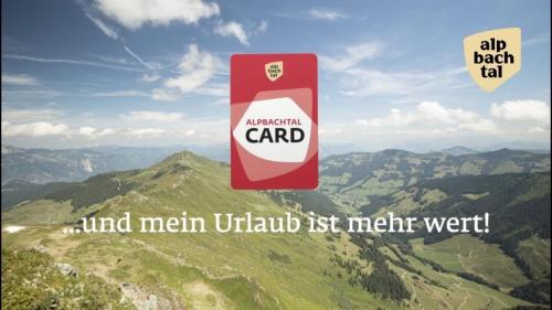 阿尔卑巴赫贝尔格瓦尔德酒店的一张带有山的美国卡片广告