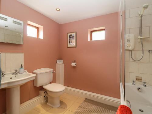 卡林顿Frogwell Chapel的浴室配有卫生间水槽和淋浴。