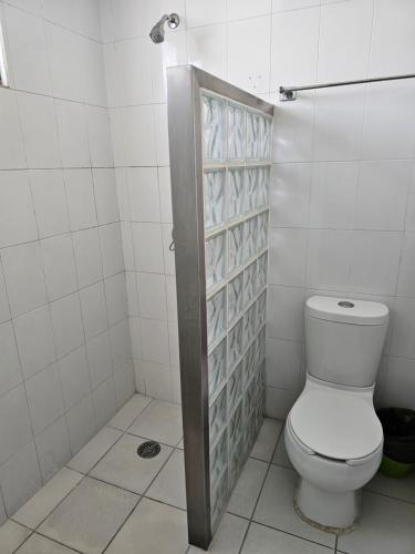 阿瓜斯卡连特斯LaVid Aguascalientes的一间带卫生间和淋浴间的浴室