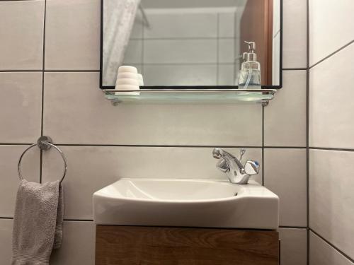 Látur海达勒乡村酒店的浴室设有白色水槽和镜子