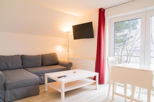 拉本基尔兴-福吕克Schleiblick App 18的客厅配有沙发和桌子