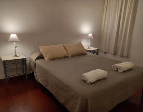 卡塔马卡Casa Eusebio - Catamarca capital的一间卧室配有一张带两个枕头的床