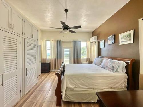 罗得城Villa Jaden #2的一间卧室配有一张床和吊扇