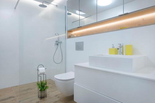 波别罗沃Apartament Premium Sea View PINEA 712的白色的浴室设有卫生间和水槽。