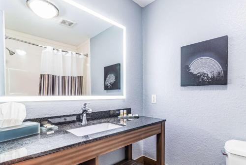 汤博尔汤博尔拉昆塔酒店及套房的一间带水槽和镜子的浴室
