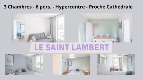 特鲁瓦Le St Lambert Proche Cathédrale Parking gratuit的客厅三张照片的拼贴画