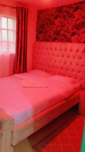 纳库鲁NIKIFLATS的红色墙壁的房间里一张红色的床