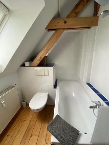 杜塞尔多夫Messeapartment Stockum的一间带卫生间和浴缸的浴室