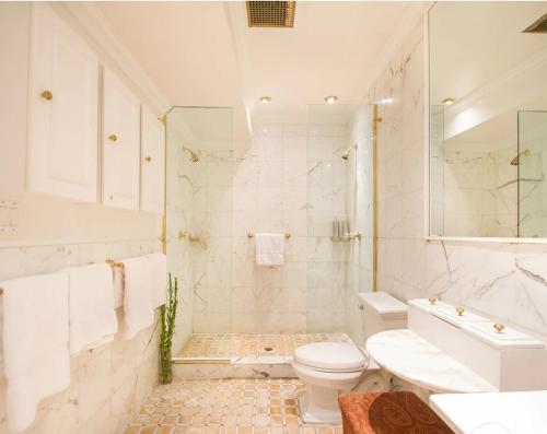 纽约TOWNHOUSE 222的白色的浴室设有卫生间和水槽。