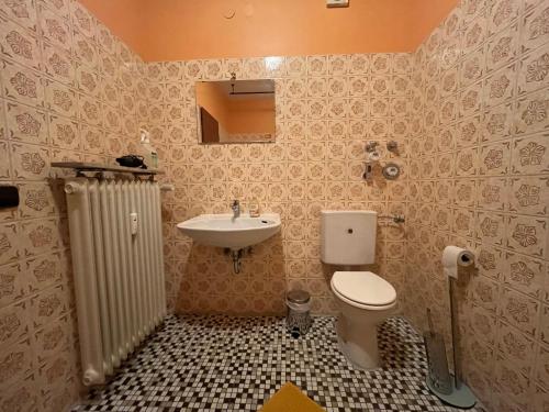 弗莱堡Simplex Apartments An Der Dreisam的一间带卫生间和水槽的浴室
