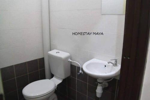 Bukit Kayu HitamHomestay Maya Bukit Kayu Hitam的一间带卫生间和水槽的浴室