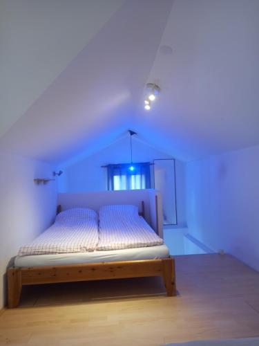 巴德伊舍路易斯度假屋的蓝色灯间的一张床位