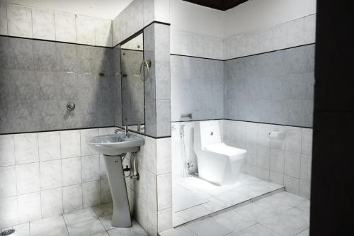 马迪凯里Coorg Mystere - Luxury Homestay的一间带水槽和卫生间的浴室