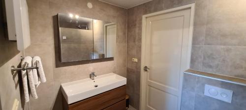布勒克伦Luxury Apartment near Utrecht & Amsterdam的一间带水槽和镜子的浴室