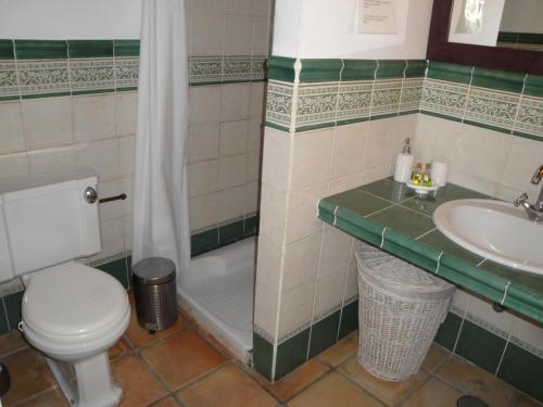 巴列埃尔莫索Casa Rural Guaidil的浴室配有卫生间、盥洗盆和淋浴。