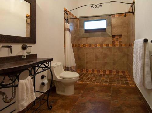 帕茨库卡罗Mansion del Virrey的一间带卫生间和淋浴的浴室
