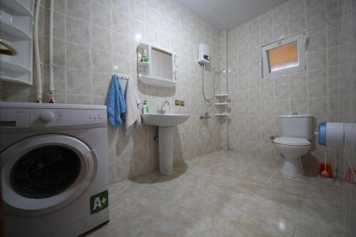 乌宗Günes Apart的一间带洗衣机和水槽的浴室