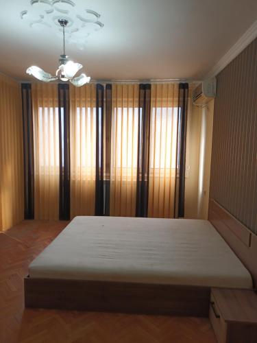 蒙塔纳Апартамент Първанова的配有窗户的客房内的一张大床